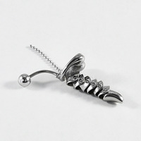 Divertido y Único Anillo para Ombligo con Colgante de Pene Móvil de Acero Inoxidable, Joyería Punk Hip-Hop para Piercing Corporal