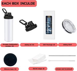 Vasos deportivos sublimables de 20 oz con dos tapas, vasos sublimables de borde plano, vaso aislado de acero inoxidable de doble pared - Product Image 2