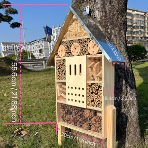 <span class=keywords><strong>Casa</strong></span> para Insectos Extra Grande de Madera con Estacas, Hotel para Insectos, Hábitat de Bambú para Exteriores, Caja para Mariquitas y Abejas - Product Image 6