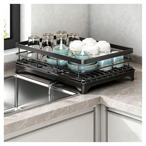 Moderno Escurridor de Platos y Tazones de Acero Inoxidable con Soporte para Cubiertos, Organizador de Encimera - Product Image 1