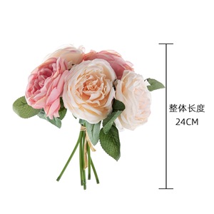 CallaFloral ช่อดอกกุหลาบประดิษฐ์ สีชมพูแชมเปญ สีขาวนม สำหรับตกแต่งงานแต่งงาน ดอกไม้ประดิษฐ์ ผ้าทอแบบแพน GF139415 - Product Image 4