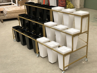 Plante Pot Stand Étagère Roues Intérieur Extérieur Jardin Fleur Présentoir
