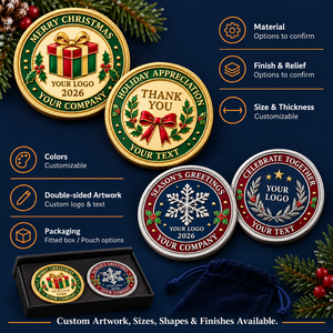Monedas de Desafío Personalizadas para Navidad con Diseños de Regalos y Copos de Nieve para Regalos al por Mayor OEM ODM - Product Image 4