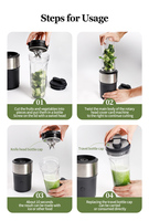 Blender portable sans BPA de 650 ml, mixeur électrique à portion individuelle pour smoothies et boissons protéinées