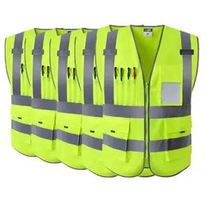Reflektierende Weste Jacke Streifen Stoff Konstruktion Sicherheit Sicherheits weste Hohe Sichtbarkeit Hi Vis Work Reflektierende Kleidung