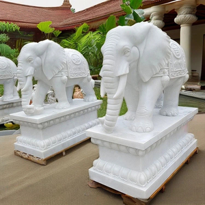 Tongmei hiện đại freestanding tùy chỉnh kích thước kỷ niệm nghệ thuật Zoo lối vào điêu khắc lớn đá cẩm thạch voi tượng - Product Image 2