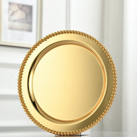 Plateau de service rond en métal plaqué argent antique pour bar de restaurant, 10/ 12 pouces