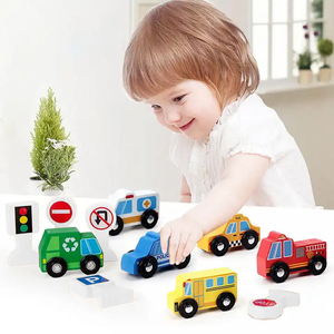 Nouvel ensemble de jouets éducatifs en bois pour enfants, signaux de circulation, jeu cognitif, combinaison de voitures, jouets Montessori pour enfants, garçons et filles - Product Image 2