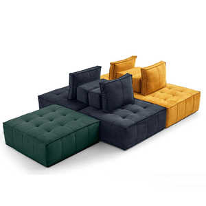 Divano Modulare a Tre Posti YISI in Tessuto, Set con Imbottitura in Spugna, Design Senza Telaio a Blocchi Tofu, Moderno per Soggiorno - Product Image 1