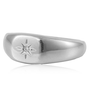 Anillo de moda yunique, color acero, estrella de ocho puntas, engaste de diamantes, joyería de regalo unisex - Product Image 3
