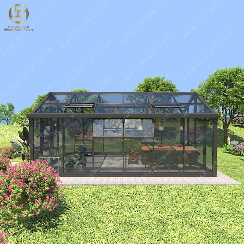 Popular Outdoor Garden Solarium Low-E Tempered Glass Room The Small Tiny House Sunny Sunshine Glass Sunrooms For Villa