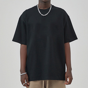 เสื้อยืดคอตตอนทรงบ็อกซี่สุดหรู สตรีทแวร์ ไหล่ตก ผ้าหนา สีดำ ผู้ผลิตเสื้อยืดโอเวอร์ไซส์สำหรับผู้ชาย - Product Image 1