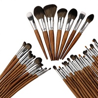 Ensemble de pinceaux de maquillage professionnels à manche en bois OEM ODM, kit complet de 40 pièces, poils en fibres synthétiques, pinceaux à blush
