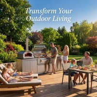 Îlot de cuisine extérieur professionnel, écologique, imperméable, ignifuge, portable, en aluminium et verre, avec barbecue, meubles modulaires pour repas