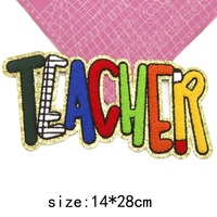 Gros de haute qualité lettre broderie professeur jour paillettes grand Logo Chenille Patch personnalisé Chenille Patch pour vêtements