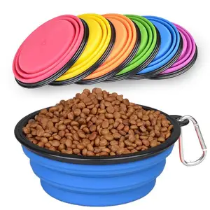 Bol de voyage Portable pliable en Silicone, prix d'usine, ustensiles pour animaux de compagnie, petits et moyens bols pour chiens, accessoires pour animaux de compagnie