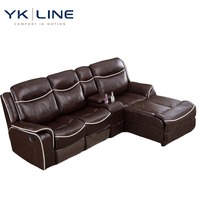 Canapé fonctionnel pour salon, siège confortable, canapé inclinable en cuir marron 3 places