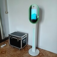 Cabina de Fotos con Espejo Ovalado de Moda, con Pantalla Táctil, Cámara e Impresora, Espejo Mágico para Selfies, para Fiestas de Cumpleaños
