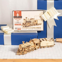 Usine de jouets chinoise Robotime Rokr MC501, modèle de train mécanique, puzzles en bois 3D pour adultes