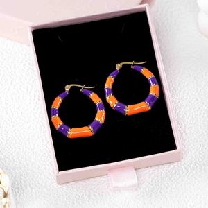 ต่างหูห่วงเรซิ่นสีส้มม่วงสำหรับผู้หญิง รุ่น 304 316 สินค้าพร้อมส่ง ดีไซน์ทันสมัย ชุบทอง เครื่องประดับแฟชั่นสำหรับงานปาร์ตี้ - Product Image 1