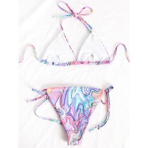 Ensemble de bikini 2 pièces sexy de haute qualité avec bandeau et string, maillot de bain personnalisé, vêtements de plage de luxe, maillot de bain imprimé respirant pour femme - Product Image 5