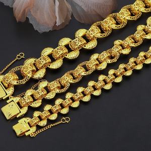 Jxx Fashion 24K Gold Plated Heavy <b>Chain</b> Bracelet Wholesale Trendy Charm Bracelets for Women and Men Mainly Made of Brass - Product Image 1