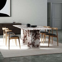 Table à manger moderne de luxe en marbre blanc et violet pour cuisine et salle de bain, mobilier de salle à manger imperméable