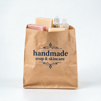 Service d'impression numérique personnalisée sur papier pour sacs plats en papier kraft pour savons et produits de beauté avec logo personnalisé, faible MOQ