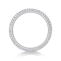 Perhiasan Mewah Perak Sterling 925 Berlapis Rhodium Anti Karat Cincin Wanita dengan Moissanite VVS GRA 1MM 3 Baris Model Eternity Band