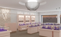 High-End Pink Jewelry Shop Innen architektur Einzigartige schöne Schmuck Display Showcase Jewelry Store Dekoration