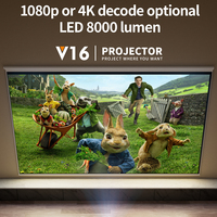 2025 nouveau projecteur intelligent V16 coloré 4K Android 12 Rotation à 230 ° Protection des yeux Mini Portable 1080P projecteur LCD de cinéma maison
