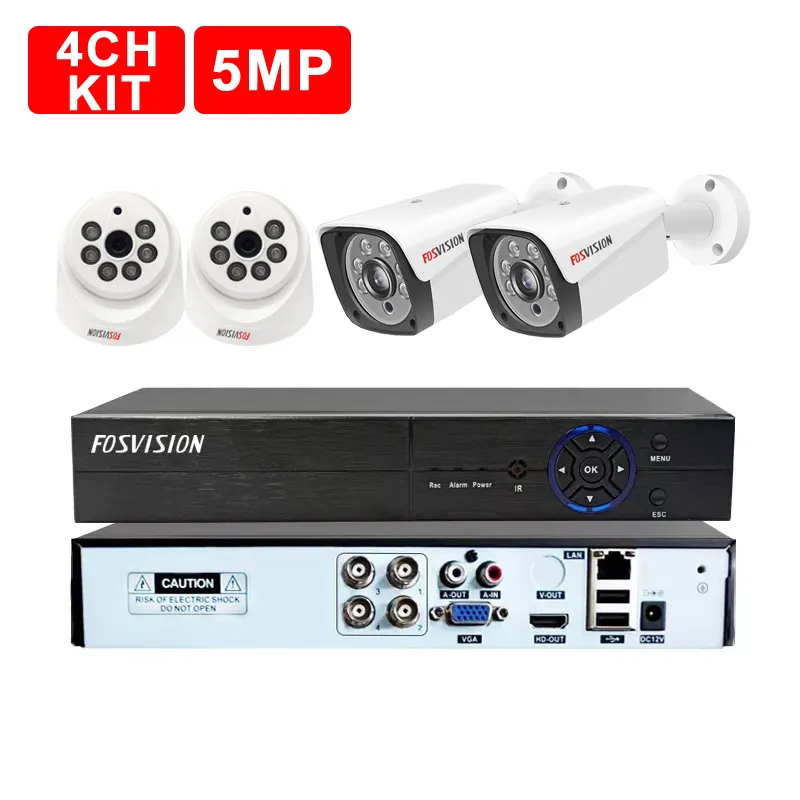 Fosvision 4ch 5mp ahd dvr kit Night Vision Dvr Security Home System Video Surveillance Ahd Camera cctv system kit cctv dvr kit