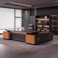 Meubles de bureau classiques en bois durable, bureau de direction de couleur marron, design moderne, bureaux de bureau personnalisés