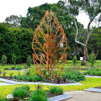 Sculpture en acier corten en forme de feuille, grande sculpture en acier inoxydable en forme de feuilles, sculpture en métal en forme de feuille