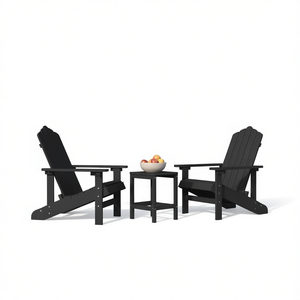 Ensemble de chaises Adirondack avec table Anthracite HDPE Meubles de jardin d'extérieur 2 places Design contemporain - Product Image 1