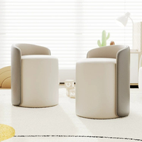Tabouret de maquillage multifonctionnel à rotation libre à 360°, dossier ergonomique incurvé, assise rembourrée en cuir microfibre doux pour la peau