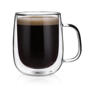 Tasse à café en verre CnGlass, fabrication directe, haute qualité, faite à la main, double paroi en verre borosilicate, tasse à cappuccino avec poignée pour le thé - Product Image 5