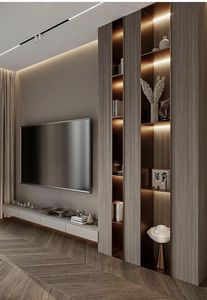 Mobile TV Moderno in Legno con LED, Pannello Contenitore e <span class=keywords><strong>Vetrina</strong></span> Espositiva per Arredamento Completo <span class=keywords><strong>Soggiorno</strong></span> o Accessorio Camera da Letto - Product Image 5