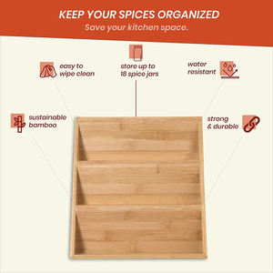 Organizzatore per <span class=keywords><strong>Spezie</strong></span> <span class=keywords><strong>da</strong></span> Cucina in Bambù, Portaspezie Moderno a Tre Livelli con Gambe Pieghevoli per Piano di Lavoro - Product Image 5