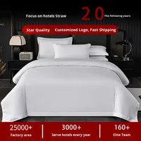 Ensemble de literie quatre pièces en satin des années 80 100% coton lin d'hôtel style uni tissé pour les auberges et les hôtels vente en gros