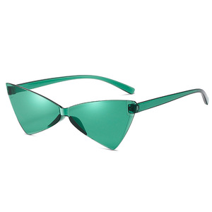 Lunettes de soleil tendance triangulaires œil de chat pour femmes, forme papillon rétro, sans monture, colorées, pour l'été - Product Image 1