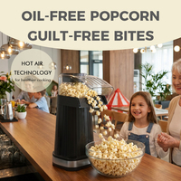 PC-1019 1040W 15.3x20.8x28.9cm Pembuat Popcorn Udara Panas dengan Ruang Transparan