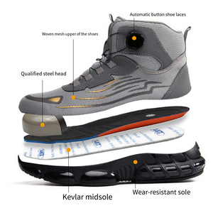 Botas de Trabajo Unisex Ligeras, Deportivas, con Parte Superior de Microfibra de Cuero, Transpirables, de Goma, para Exteriores, Otoño, Zapatos de Seguridad - Product Image 2