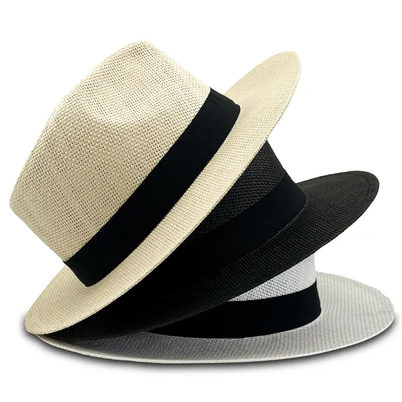 หมวกฟางปานามาแบบพับได้สำหรับฤดูร้อนหมวกฟางฟางกันแดดหมวกปานามาระบายอากาศได้ดี