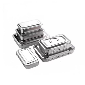 Vassoio quadrato chirurgico in acciaio inox manuale strumento dentale di stoccaggio disinfettante scatola vassoio manuale base di strumenti chirurgici - Product Image 1
