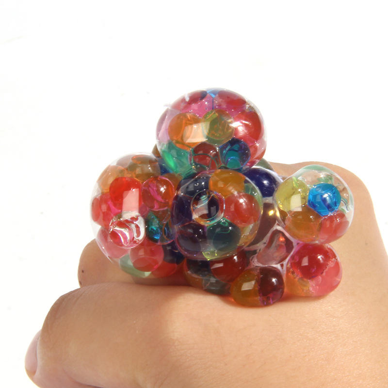 Stress - Relief Squeeze Ball, TPR Soft Rubber Rebound Novelty Fidget Ball with Mesh - Wrapped Water Beads, Fidget Toy