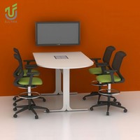 Table de conférence vidéo modulaire semi-ovale extensible IULTRA moderne pour espace de travail, en MDF écologique, idéale pour les écoles