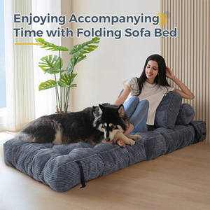 Minimalist <b>Folding</b> Beanbag <b>Sofa</b> Convertible Single <b>Sofa</b> <b>Bed</b> With Backrest Cushion Square Foam Filling Multifunctional Living - Product Image 3