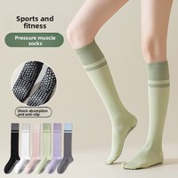 Chaussettes de compression pour mollets Yoga Pilates pour femmes, sport professionnel, fitness, course à pied, saut à la corde, amincissement musculaire, mi-longues en coton