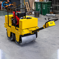 Compacteur de sol portatif à moteur 6HP, mini-compacteur vibrant à tambour unique en acier pour asphalte